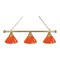Holland Bar Stool Co Orange 3 Shade Billiard Light, Brass Fixture BL3BROrg - alternate 1