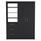 Homeroots 79" Black Wood Two Door Three Drawer Combo Dresser 520131 - alternate 1