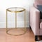 Homeroots 20" Brass And Clear Glass And Steel Round End Table 543820 - alternate 1
