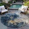 Homeroots 8' Blue Gray And Gold Round Abstract Washable Indoor Outdoor Area Rug 603049 - alternate 7