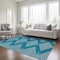 Homeroots 10' X 14' Teal Blue And Ivory Geometric Washable Indoor Outdoor Area Rug 598627 - alternate 4