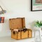 Vintiquewise Farmhouse Antique-Style Wood Treasure Chest with Leather Straps & Front Latch, Large QI004849.L - alternate 2
