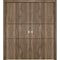 Sartodoors Sliding Closet Double Bi-fold Doors, Planum 0014 Walnut and Aluminum Strips, Sturdy Tracks Moldings PLANUM0014DBF-WLN-72 x 84 (4* 18x84) - alternate 1