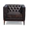 Homeroots 33" Brown and Black Antiqued Top Grain Leather Tufted Club Chair 555320 - alternate 4