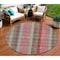Homeroots 8' Red Pink And Pewter Round Plaid Washable Indoor Outdoor Area Rug 614001 - alternate 1