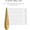 Neiko Titanium Step Drill Bit, High-Speed Alloy-Steel Bit, 13 Step Sizes from 1/8 Inch to 1/2 Inch 10182A - alternate 2