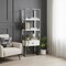 Homeroots 71" White Stainless Steel and Wood Three Tier Etagere Bookcase with A Drawer 544736 - alternate 4