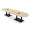 Skutchi Designs Racetrack Conference Table With Power Unit, 48 in W, 120 in L, Brown HAR-RAC-48X120-DOU.BK-K525-EBLK - alternate 1