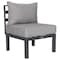 Leisuremod Chelsea 7-Piece Patio Sectional And Coffee Table Set Black Aluminum With Cushions, Light Grey CSTBL-7LGR - alternate 3