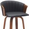 Homeroots 30" Black And Wood Brown Faux Leather Swivel Bar Height Bar Chair 534423 - alternate 3