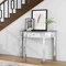 Homeroots 39" Silver Mirrored Glass Half Moon Console Table With Drawer 568869 - alternate 3