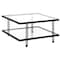 Homeroots 32" Clear And Black Glass And Steel Square Coffee Table With Shelf 520982 - alternate 4