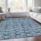 Homeroots 3' X 5' Navy Blue And Ivory Geometric Washable Indoor Outdoor Area Rug 583336 - alternate 5