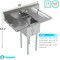 Amgood 38 in. x 22 in. Stainless Steel One Compartment Sink with 16 in. x 14 in. Bowl and Dual 12 in. Drainboards AMG SINK S1C-141611-12LR-NF-Z - alternate 2