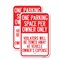 Signmission Reserved Parking Sign One Parking Space Per Owner Only, 18'' X 24'', Heavy Gauge Aluminum, 2PK A-1824-2PACK-23044 - alternate 1