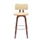 Homeroots 30" Cream And Wood Brown Faux Leather Swivel Low Back Bar Height Bar Chair 534436 - alternate 6
