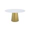 Homeroots 54" Gray White and Gold Marble and Metal Pedestal Base Round Top Dining Table 555161 - alternate 1