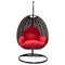 Leisuremod Charcoal Wicker Hanging Egg Swing Chair with Red Cushions ESCCH-40R - alternate 4
