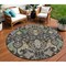 Homeroots 8' Black Green And Brown Round Floral Washable Indoor Outdoor Area Rug 605273 - alternate 1
