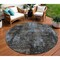 Homeroots 8' Graphite Charcoal And Silver Round Abstract Washable Indoor Outdoor Area Rug 587904 - alternate 1
