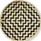 Homeroots 13in Black And Natural Round Wicker Geometric Handmade Tray With Handles 476491 - alternate 3