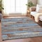 Homeroots 3' X 5' Chocolate Blue And Beige Striped Washable Indoor Outdoor Area Rug 616646 - alternate 5