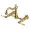 Kingston Brass Two-Handle Wall Mount Bridge Kitchen Faucet, Brushed Brass KS1267PL - alternate 1