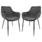 Leisuremod Markley Modern Leather Dining Arm Chair with Metal Legs, Charcoal Black, 2PK EC26BL2 - alternate 1