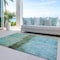 Homeroots 8' X 10' Teal Blue And Gold Abstract Washable Indoor Outdoor Area Rug 618634 - alternate 6