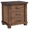 Homeroots 26" Walnut Wood Distressed Three Drawer Nightstand 653108 - alternate 1
