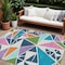 Homeroots 8' X 10' Dark Blue Green And Pink Geometric Washable Indoor Outdoor Area Rug 600411 - alternate 1