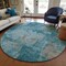 Homeroots 8' Teal Blue And Gray Round Abstract Washable Indoor Outdoor Area Rug 596892 - alternate 4