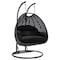 Leisuremod Mendoza Charcoal Wicker Hanging 2 person Egg Swing Chair with Black Cushions MSCCH-53BL - alternate 1