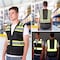 Protectx High Visibility Safety Vest, 6 Pockets, Zipper Front, Mesh Back, Black, 3PK SV-120SM4-BKBK03-S - alternate 2