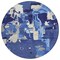 Homeroots 8' Navy Blue Ivory And Gray Round Abstract Washable Indoor Outdoor Area Rug 599588 - alternate 3