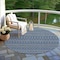 Homeroots 8' Navy Blue And Mint Green Round Striped Washable Indoor Outdoor Area Rug 610548 - alternate 4