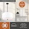 Vaxcel Burnaby 4 Light Black Mid-Century Modern Drum Pendant Fixture with White Linen Fabric Shade P0392 - alternate 5