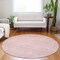 Homeroots 8' Pink And Ivory Round Geometric Washable Indoor Outdoor Area Rug 614103 - alternate 5