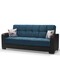 Homeroots 87" Blue Microfiber And Faux Leather Sleeper Sofa And Toss Pillows With Brown Legs 607176 - alternate 1