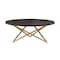 Homeroots 43" Brown And Gold Genuine Marble And Metal Round Coffee Table 520587 - alternate 3