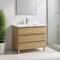 Homeroots 40" Oak Wood Freestanding Bathroom Vanity With White Sink And Three Drawers 627373 - alternate 4