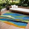 Homeroots 8' X 10' Denim Blue Copper And Green Abstract Washable Indoor Outdoor Area Rug 600963 - alternate 1