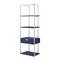 Homeroots 68" Navy Blue Stainless Steel Four Tier Etagere Bookcase with a drawer 544739 - alternate 6