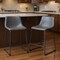 Homeroots Set of Two 24" Charcoal and Black Faux Leather and Steel Counter Height Bar Chairs, 2PK 555730 - alternate 3