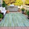 Homeroots 8' X 10' Artichoke Green And Teal Blue Striped Washable Indoor Outdoor Area Rug 631524 - alternate 4