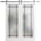 Sartodoors Sturdy Double Barn Door with Frosted Glass Planum 2112 White 60x84 (2* 30x84) Solid Core PLANUM2112DB-S-WS-60 x 84 (2* 30x84) - alternate 1