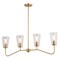 Vaxcel Beverly 4 Light Gold Brass Linear Chandelier Island Pendant Fixture Clear Glass Shade H0287 - alternate 1