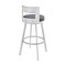 Armen Living Flynn 30in Swivel Bar Stool in Silver Metal with Gray Faux Leather LCFLBASLSLGRY30 - alternate 3