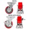 Hyw Products Heavy Duty Caster Set 4in Red Polyurethane on Cast Iron Wheels, 2 Swivel & 2 Swivel with Brake, 4PK 40-40S-A1-PC-2,40-40S-A1-PC-TB-2 (R) - alternate 2