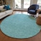 Homeroots 8' Teal Blue Black And Ivory Round Geometric Washable Indoor Outdoor Area Rug 596772 - alternate 6